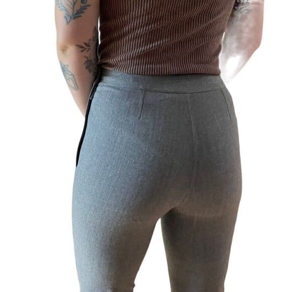 Vintage Chanel Gray Wool Mid Rise Stretch Preppy Kick Flare Skinny Trouser Sz 38 - Picture 4 of 6